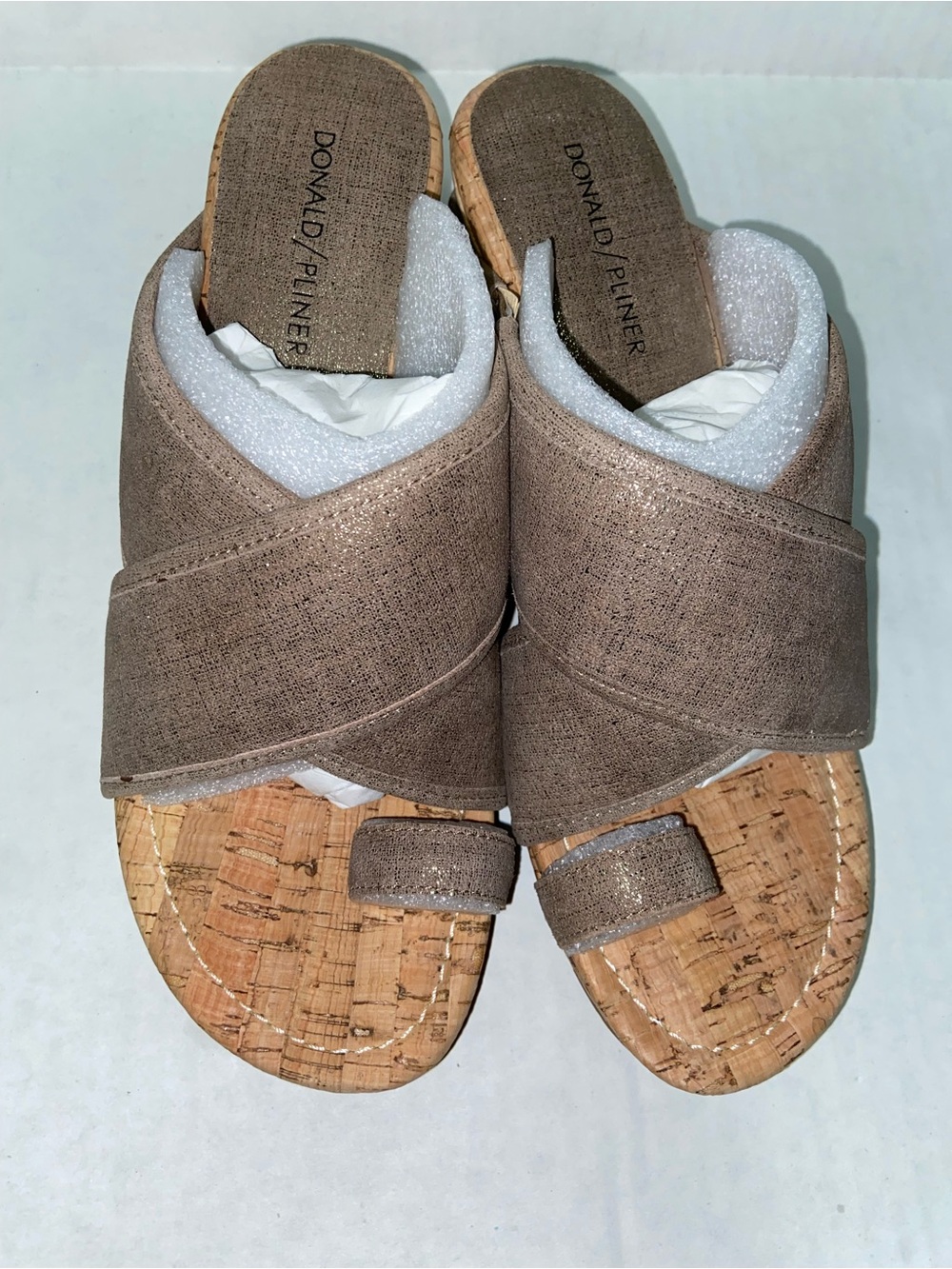 NWB Donald J. Pliner Women's Taupe Cork Slide Sandals
